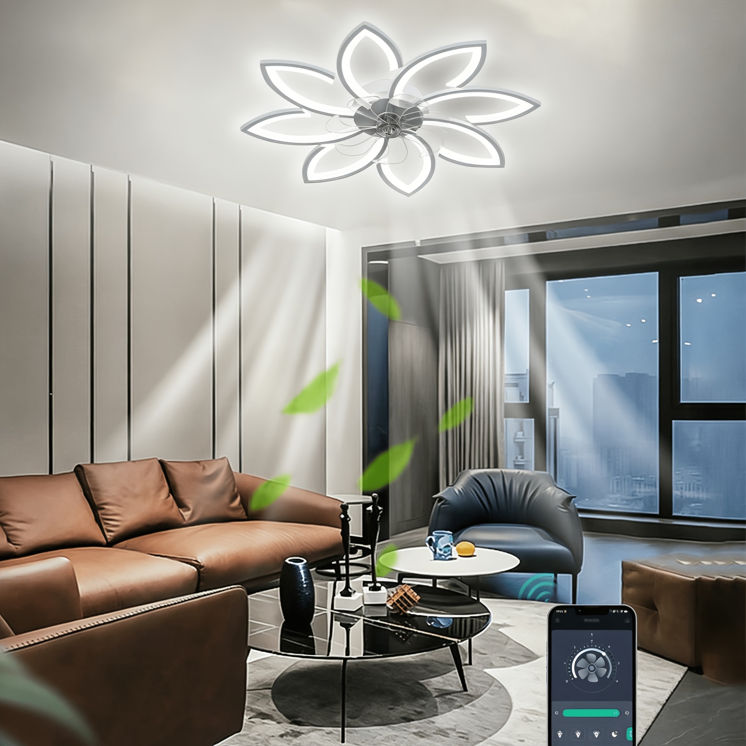 Ceiling Fan With Light, Modern Led Dimmable Ceiling Light With Fan And Remote Control, Quiet, Creative 5- Ceiling Fans With Lighting