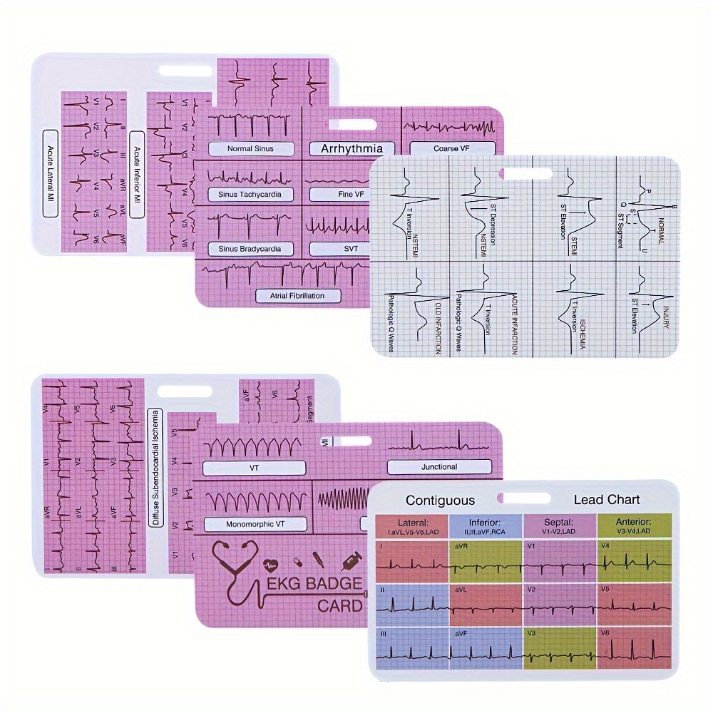 

Aetius Ekg Cardiac Badge Card 3 Card Set, Badge Card Ekg Telemetry Interpretation Badge Buddy, Nurse 12 Lead Ecg Rate Pocket Cards, Nursing Cheat Sheet With Ekg Ruler Measurement, Double Sided