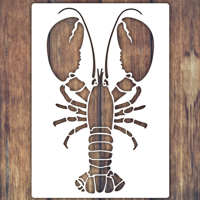 Reusable Lobster Stencil, Intricate Lobster Design, A4 Size, Suitable For Crafts, Wall, Tableware, Wood, Fabric, Canvas - Pet Material, Cream White