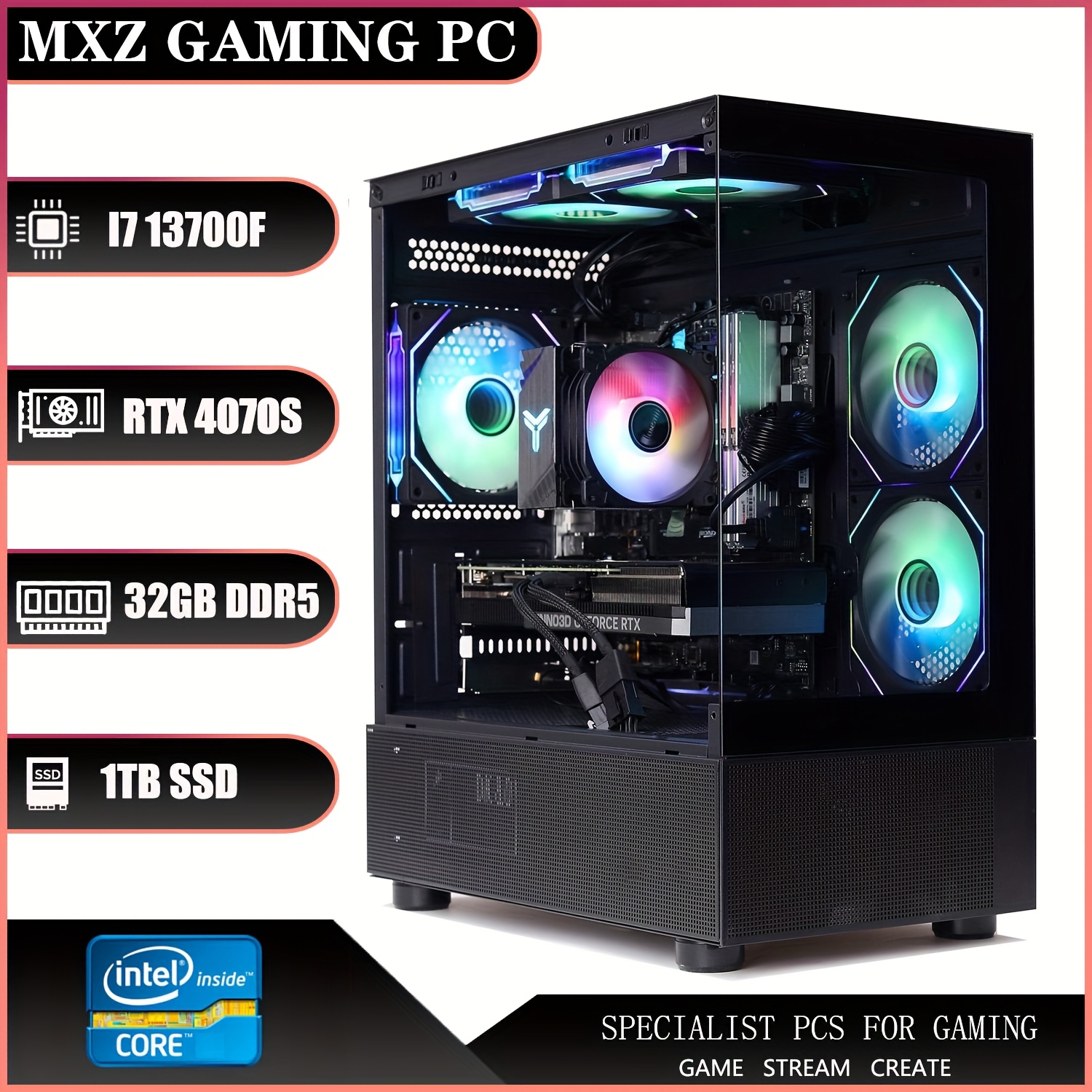 メモリ32GB/i7-6700/GPU有/Win11Pro/SSD/DVD不良 mxz core i7 13700f 5.2ghz geforce 4070s gaming pc - Temu