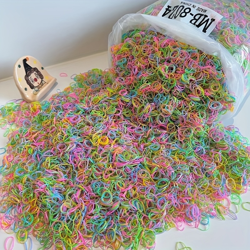 Image of 5000pcs/bag Of Colorful Hair Ties, Headbands, Ponytail Holders, Hair Additions, Multiple Colors Optional, For Birthday Parties, Graduation Gifts, Used To Braid Ponytails