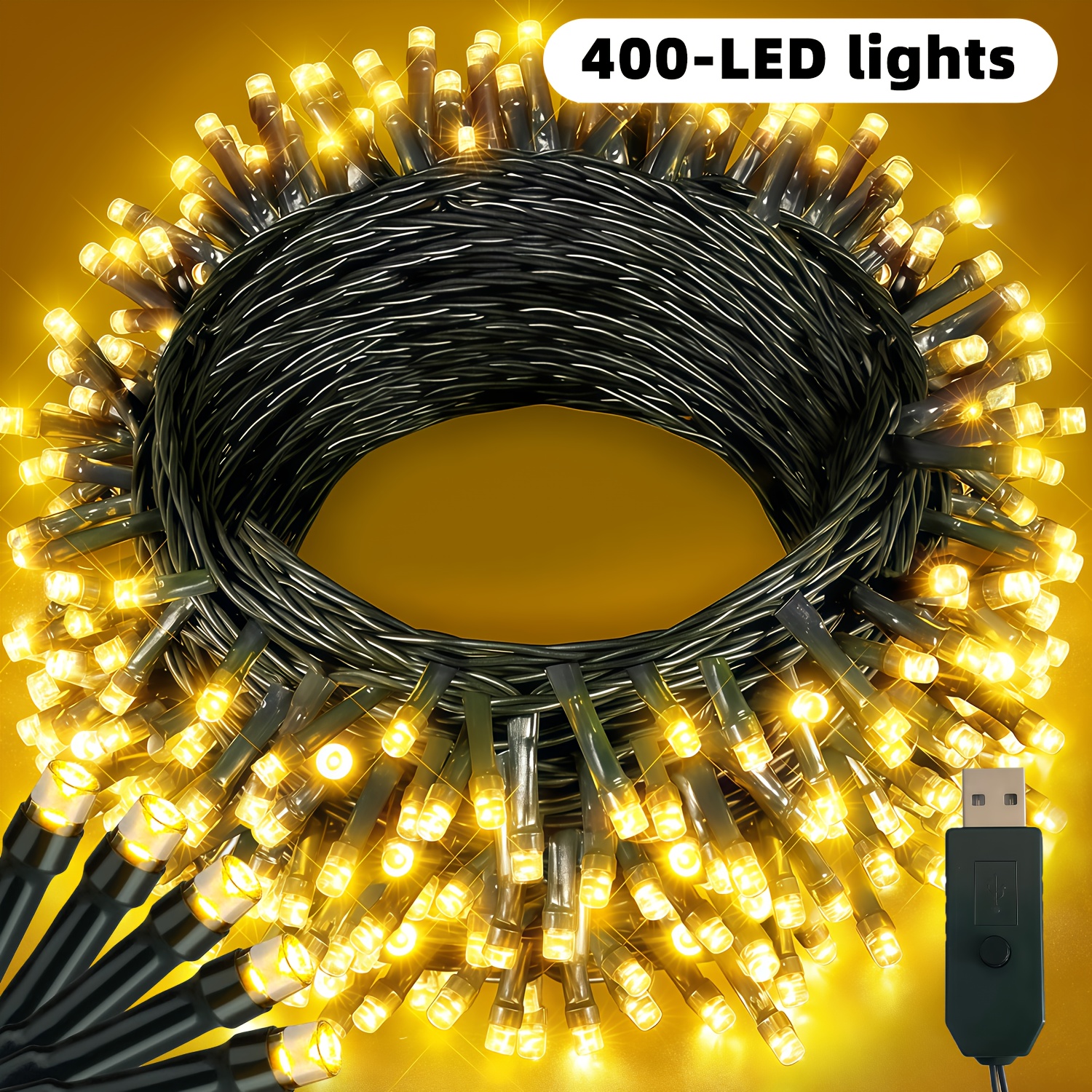 TEMU 400/240/120 Led Dark Usb Powered Fairy Starry Tale String Lights With 12 Lighting For Home Bedrooms Trees Parties Birthdays Weddings Valentine's