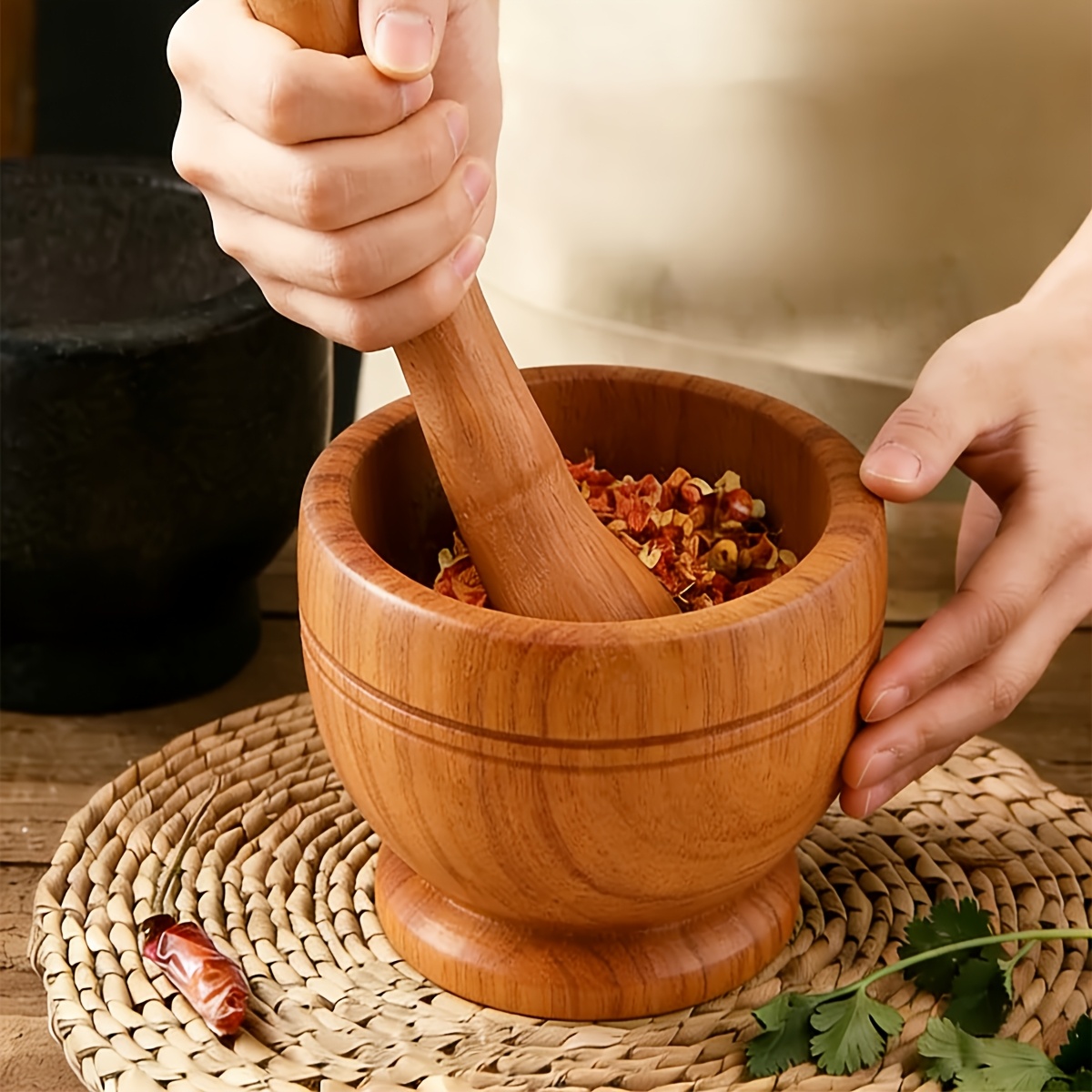 2pcs Multifunctional Food-grade Grinding Bowl, Spice Grinder, Manual Heavy Garlic Crusher, Kitchen Easy-to-clean And Durable Grinding Tools, Suitable For Garlic/vanilla/pepper And Christmas Gifts.