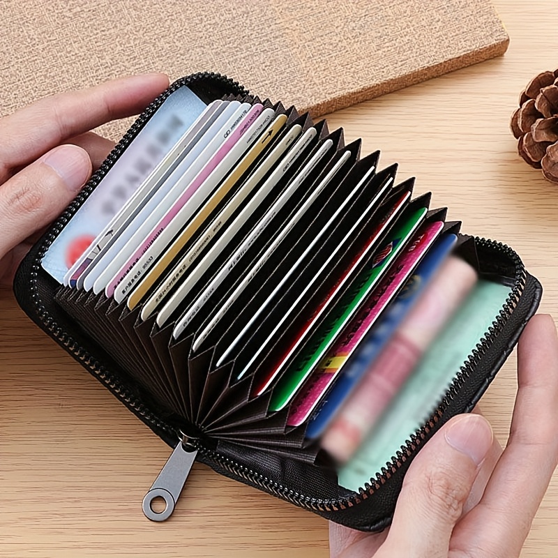 1pc Men'S Casual Faux Leather Wallet & Business Card Case, Black, Universal, PU Material, Smooth, Durable, Multi-Purpose, Large Capacity, with Multi-Card Slot, ID Card Bag, Zipper Pocket, Stylish, Safe, Anti-Degaussing, for Daily Use, Travel, Gift