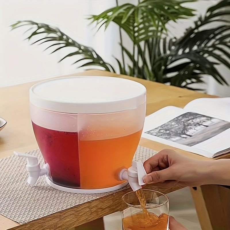169oz Rotating Beverage Dispenser with Faucet - Holds 3 Drinks, 360° Swivel, Stylish Fridge-Friendly Design for Iced Tea & Juice, Perfect for Parties & Home Kitchen