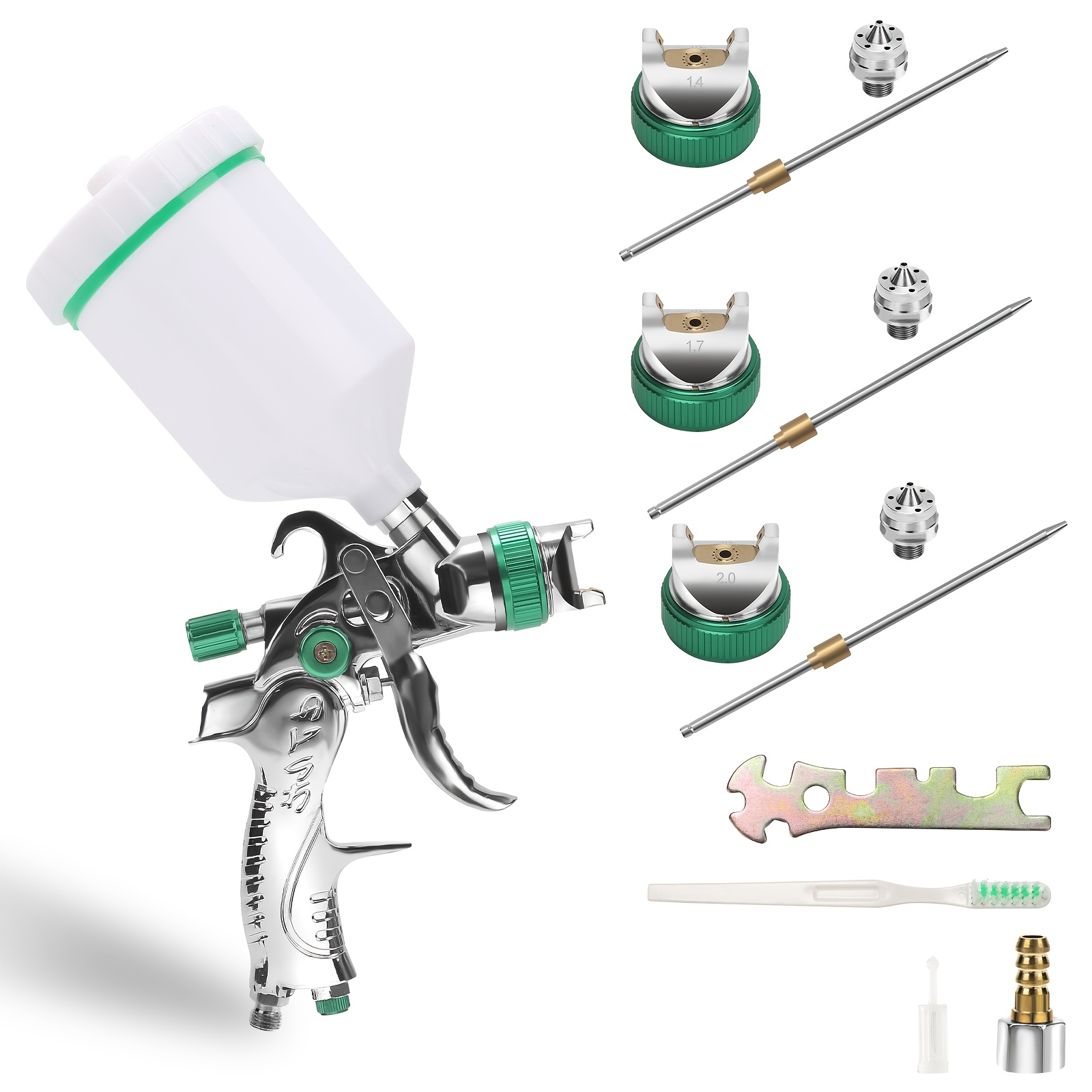 TEMU Hvlp Spray Gun, Air-powered Spray Gun, Spray Gun With 3 Nozzles: 1.4mm, 1.7mm, 2mm