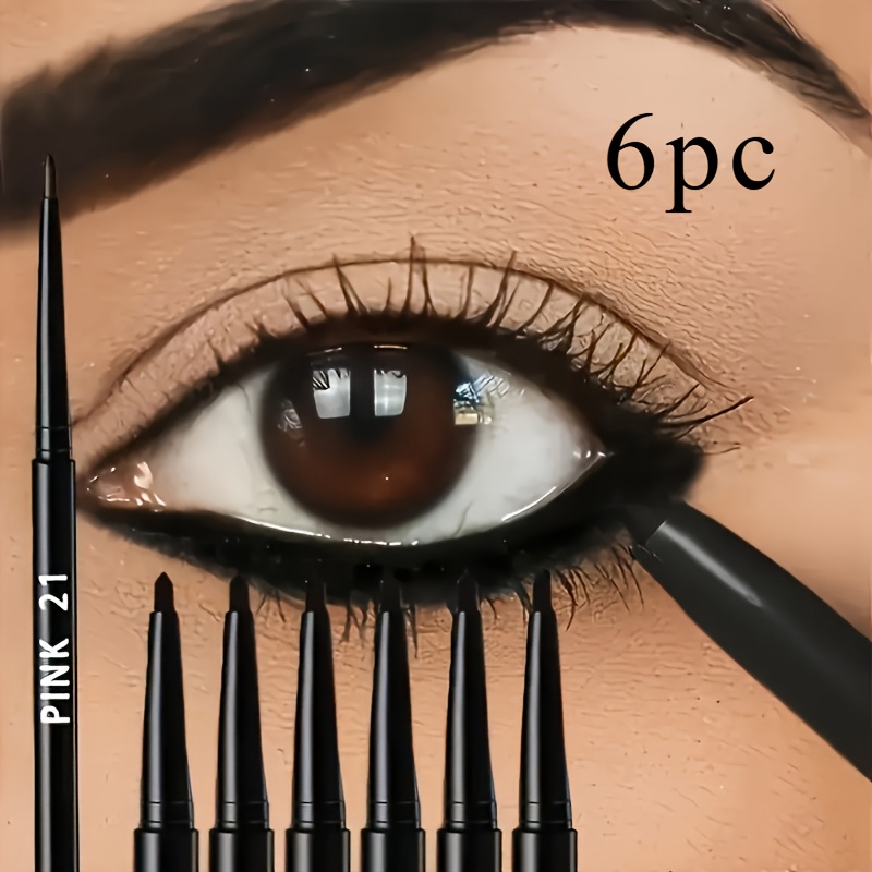 TEMU 6pcs Black Eyeliner Gel Pens, Long-lasting Effect, Waterproof And Sweatproof, Non-smudging And Fade-resistant, Stage For Makeup Black Eyeliner,