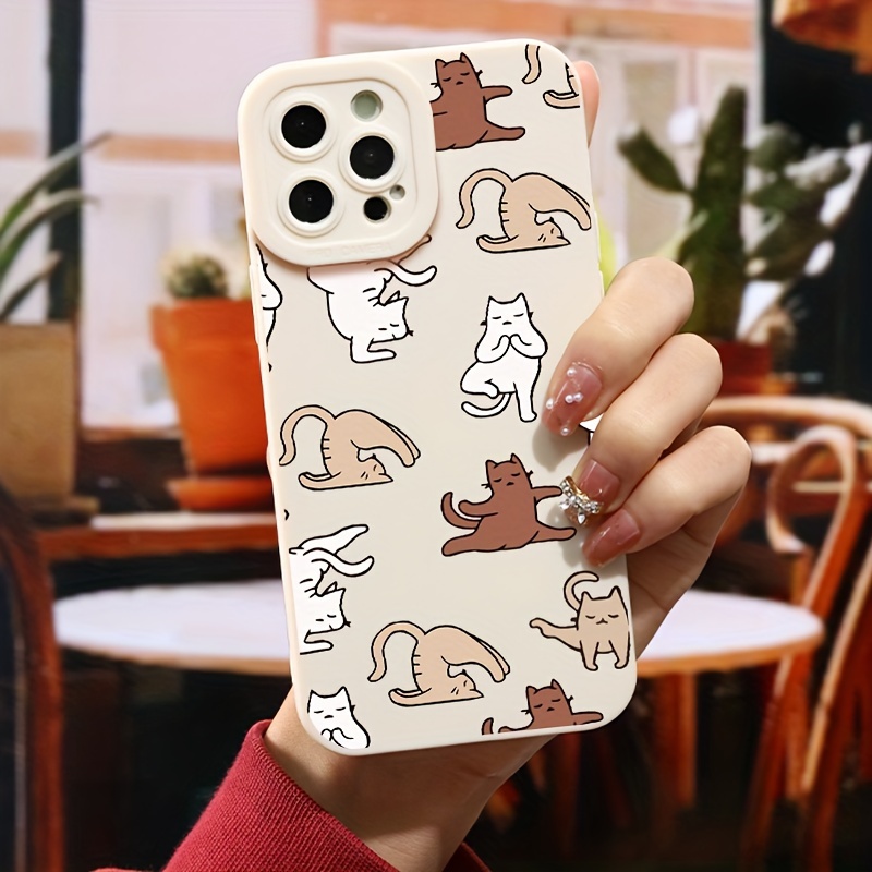 

Cute Cat Pattern Silicone Phone Case, With Camera Protection, Suitable For 11 12 13 14 15 Pro Max Mini For X Xs Max Xr 7 8 Plus 7p 8p Se2 Se3