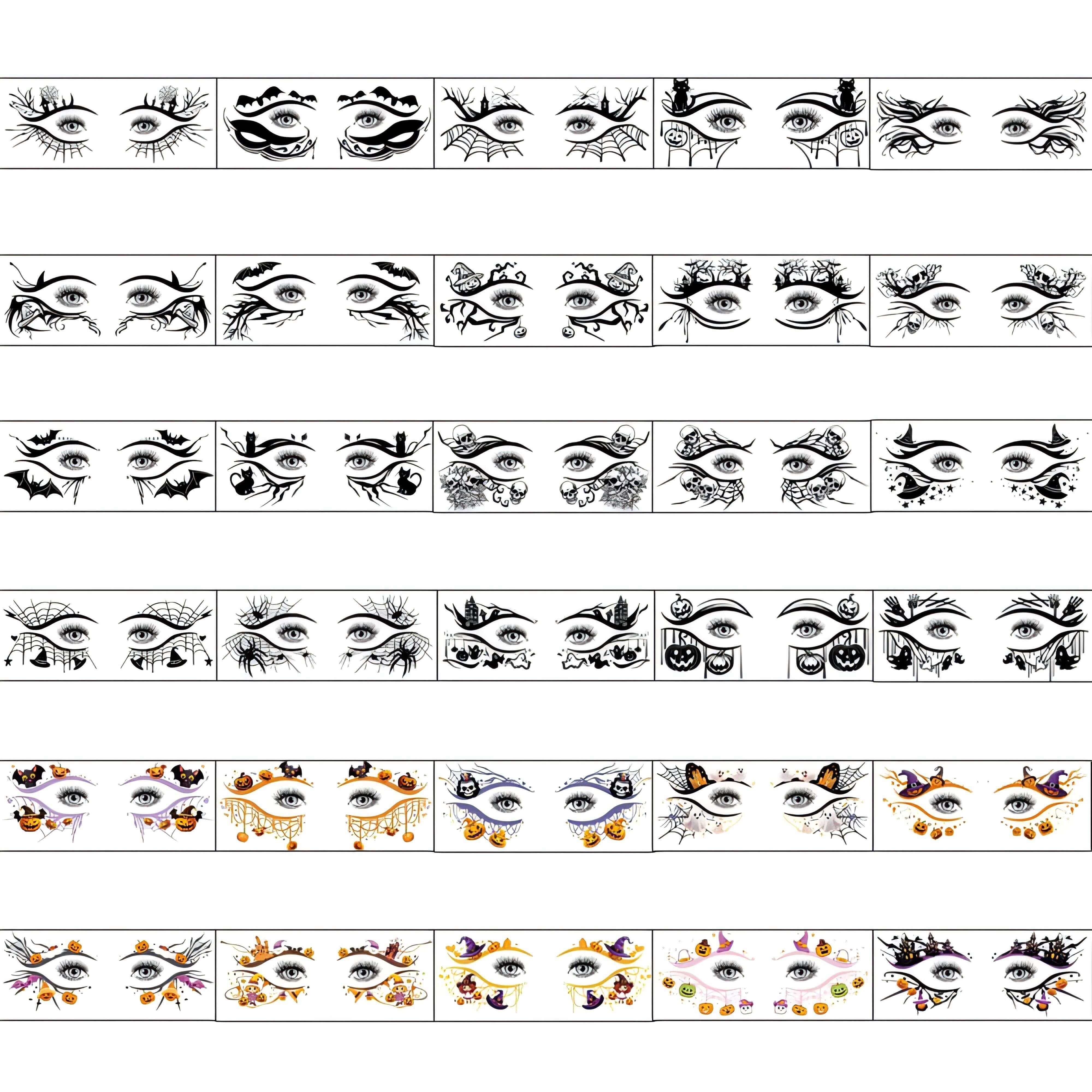 TEMU Glaryyears 30pcs Of Realistic Halloween Eye Tattoo Stickers - Waterproof, Sweatproof, And Reusable For 2 Days - Essential Halloween Makeup,