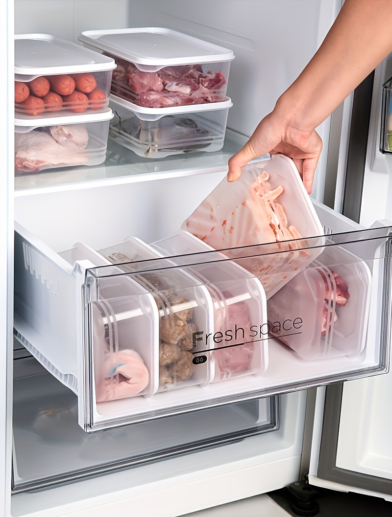 6pcs polypropylene refrigerator storage boxes with lid 1200ml large capacity food contact safety fruit and food organization   saving suitable for kitchen outdoor picnics microwave and refrigerator safety details 3