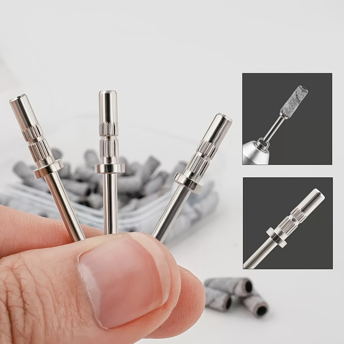 TEMU 10 stuks/15 stuks/20 stuks Nagel Buffing Vervangingskoppen, Roestvrijstalen Nagel Buffing , Compatibel met 3.1mm Schuurbandjes