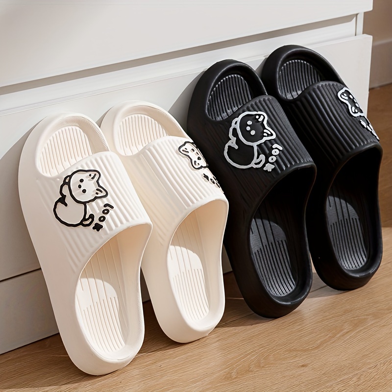 Unisex Cute Cartoon Decor Pillow Slides, Lightweight Soft Sole Home Bathroom Slides, Non-slip EVA Summer Beach Shoes