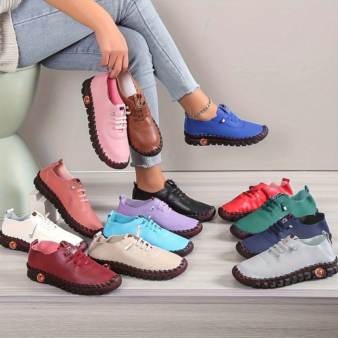 Women's Flat Sneakers Casual Lace Outdoor Shoes Women's - Temu Canada