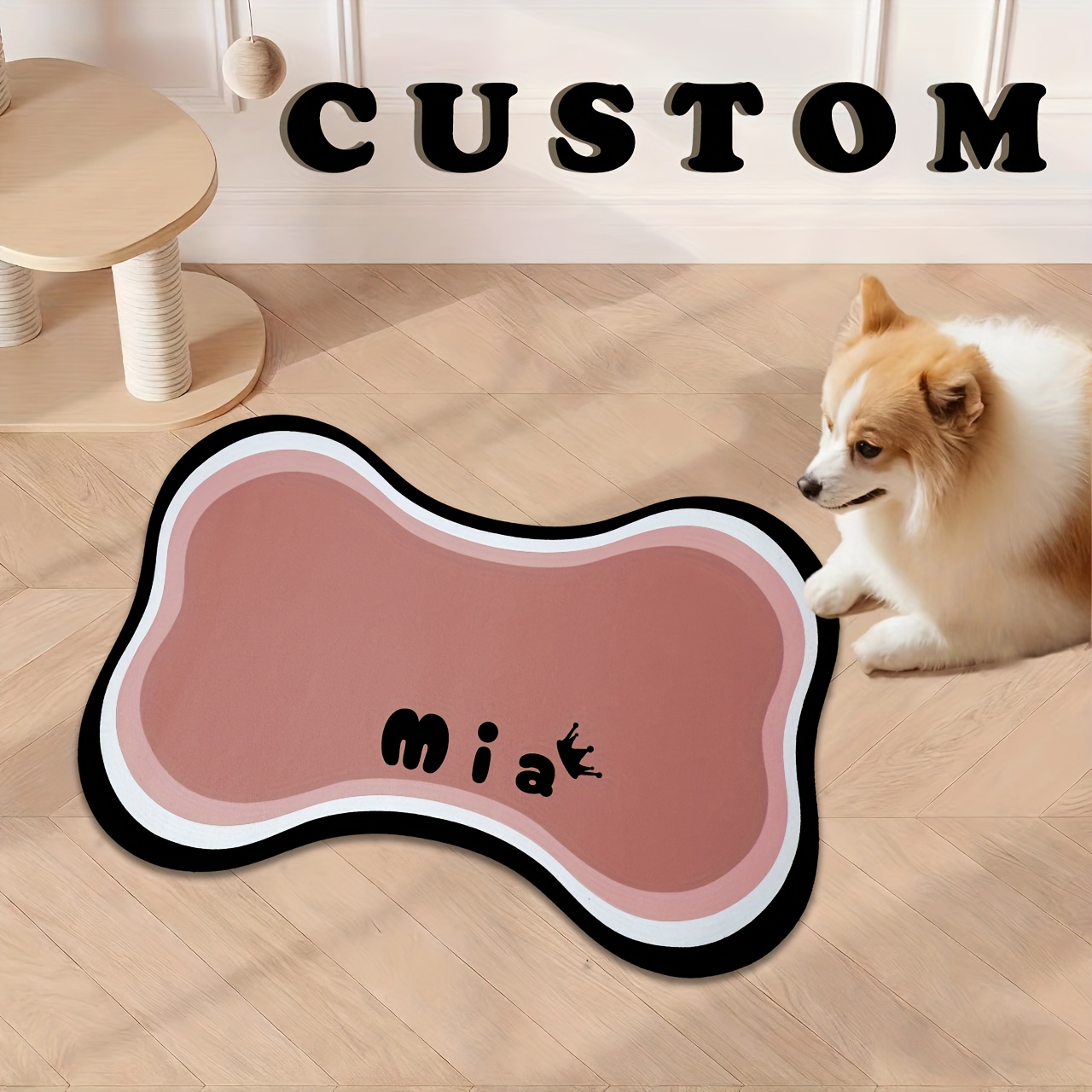 Customizable Quick-Pet Feeding Mat with Paw Print Design