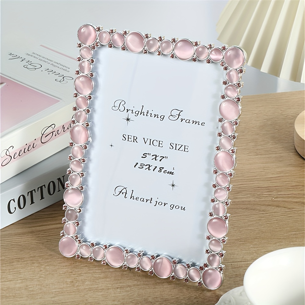 Image of 1pc European Pink Stone Frame, 6-inch 7-inch Frame Horizontally And , Used For Room Decoration, Halloween Decoration, Classroom Decoration