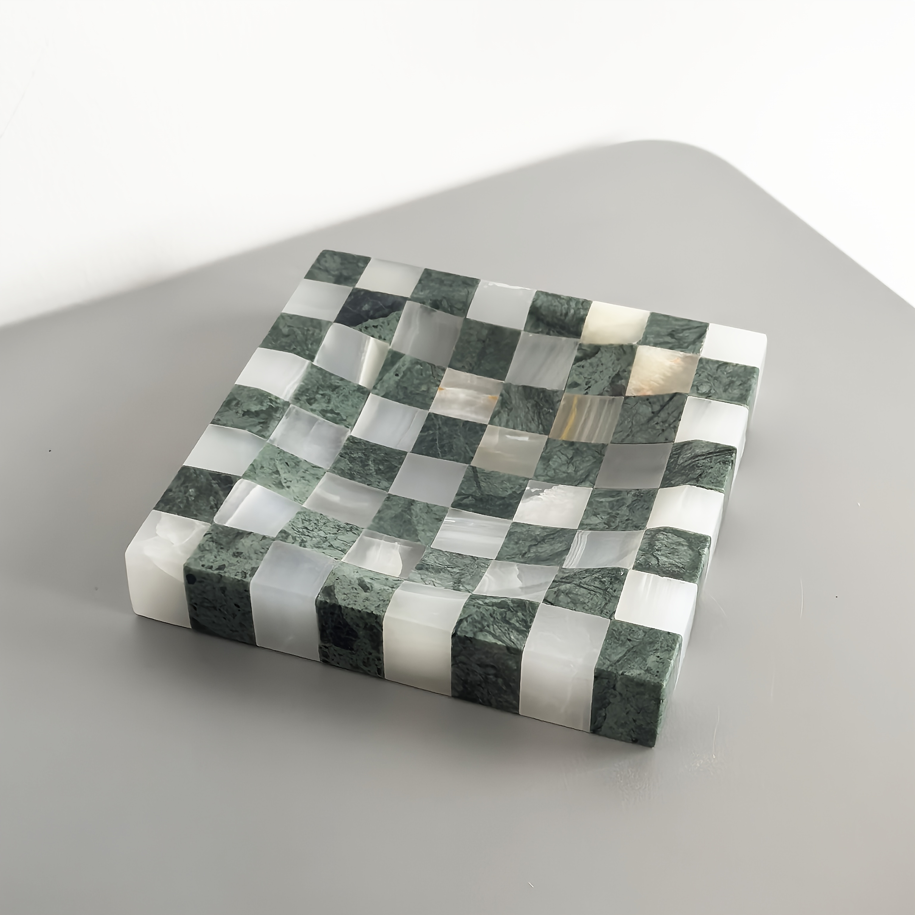 TEMU Marble Tray, Checkerboard Jewelry Organizer Box, Mosaic Pattern, Square And Round Bathroom Storage Box, Suitable For Watches And Keys, Elegant