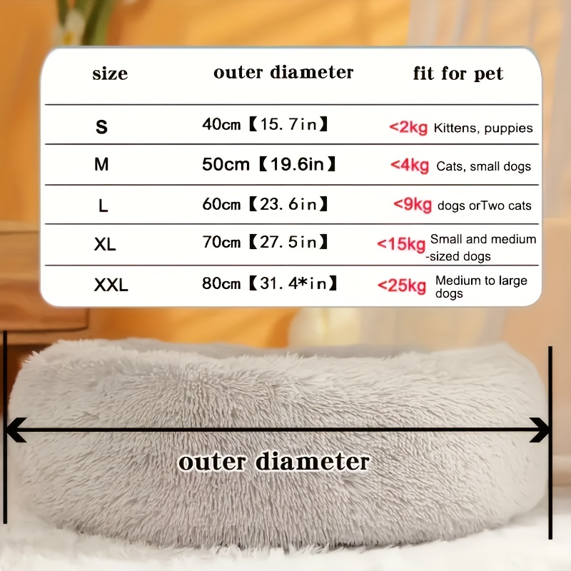 TEMU Plush Pet Bed, Donut Dog Bed Round Cat Cushion Bed, Warm Pet Bed For Indoor , Soft Comfortable Dog Cushion Bed