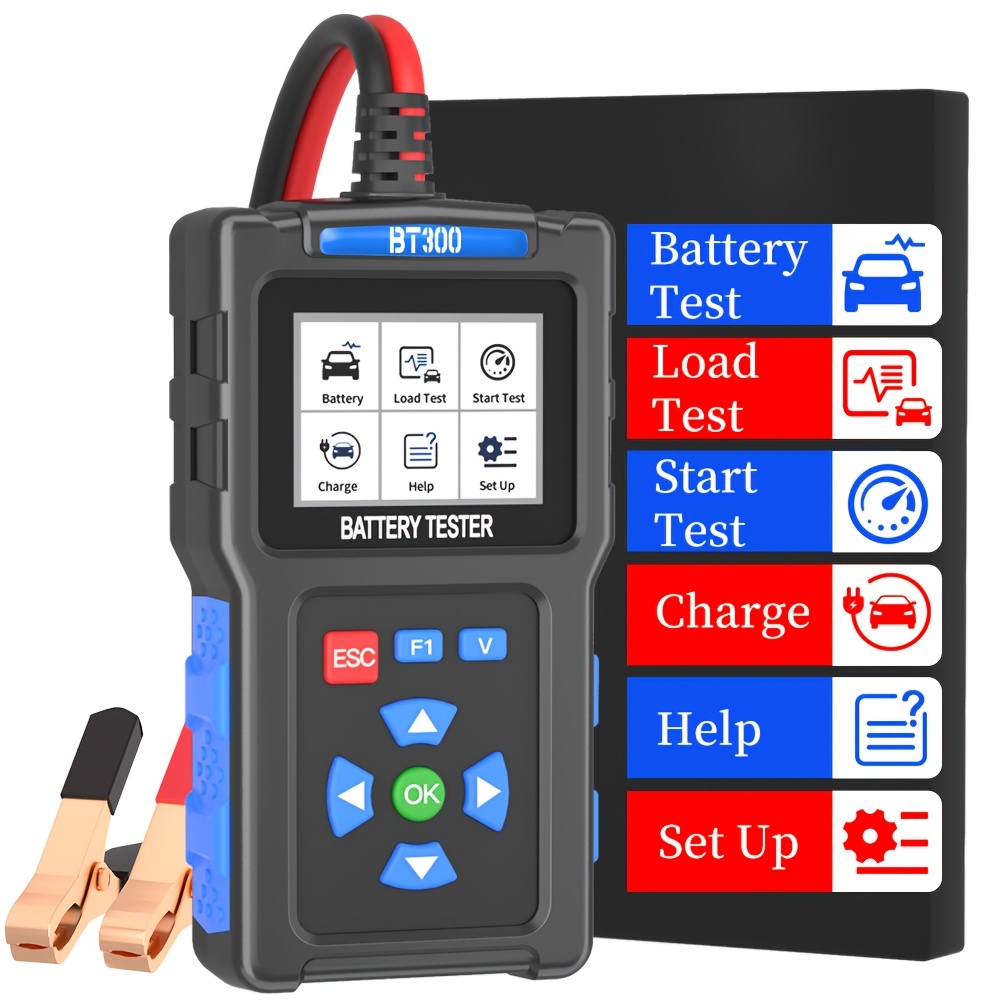 TEMU 12v/24v Topdiag Bt300 Battery Tester - Digital Automotive Battery For 20-2000 Cca Charging & Cranking System - Car, Truck, Motorcycle, Atv, Suv, Boat, Yacht