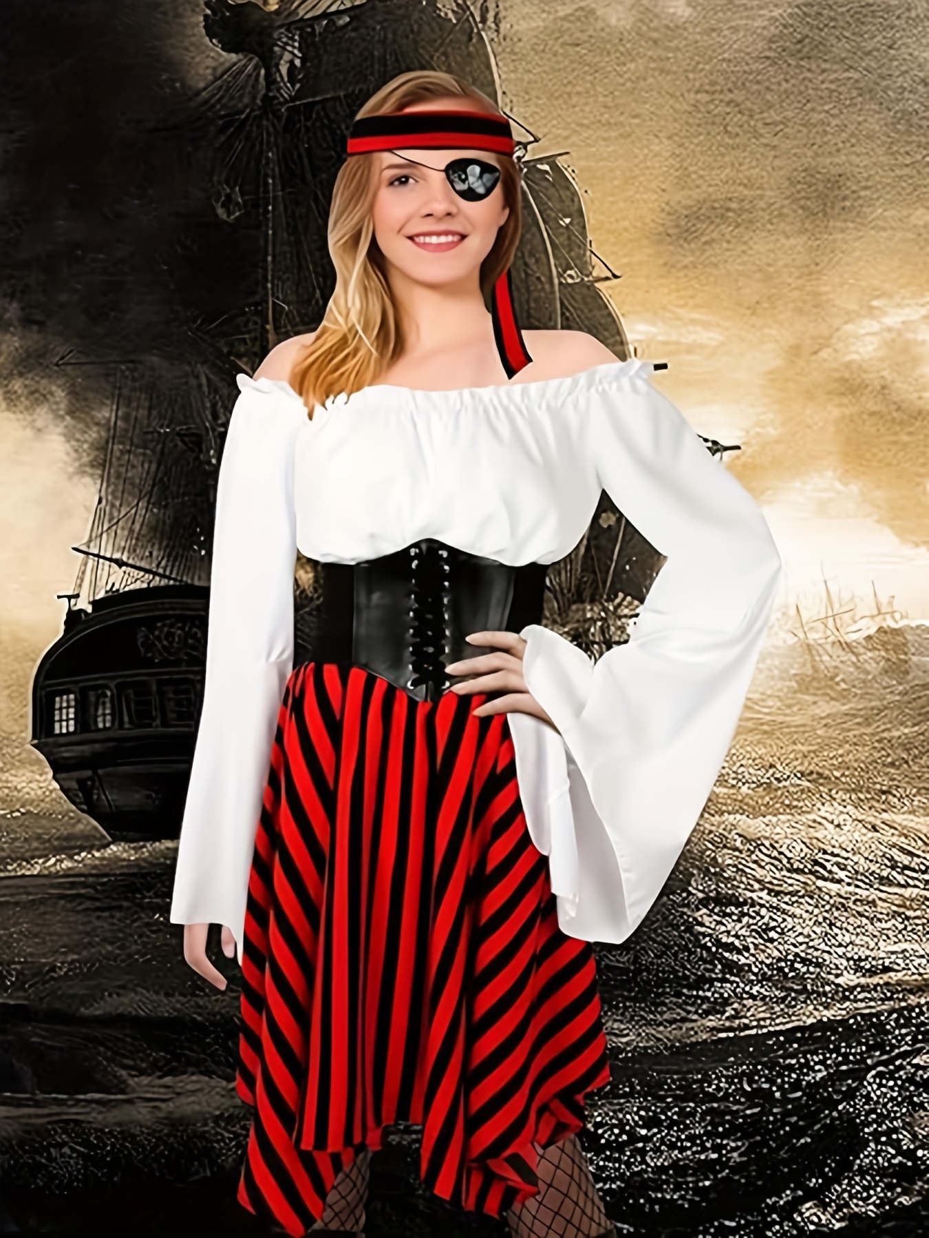 2pcs halloween womens pirate costume renaissance period - Temu Chile, image size:800x1067