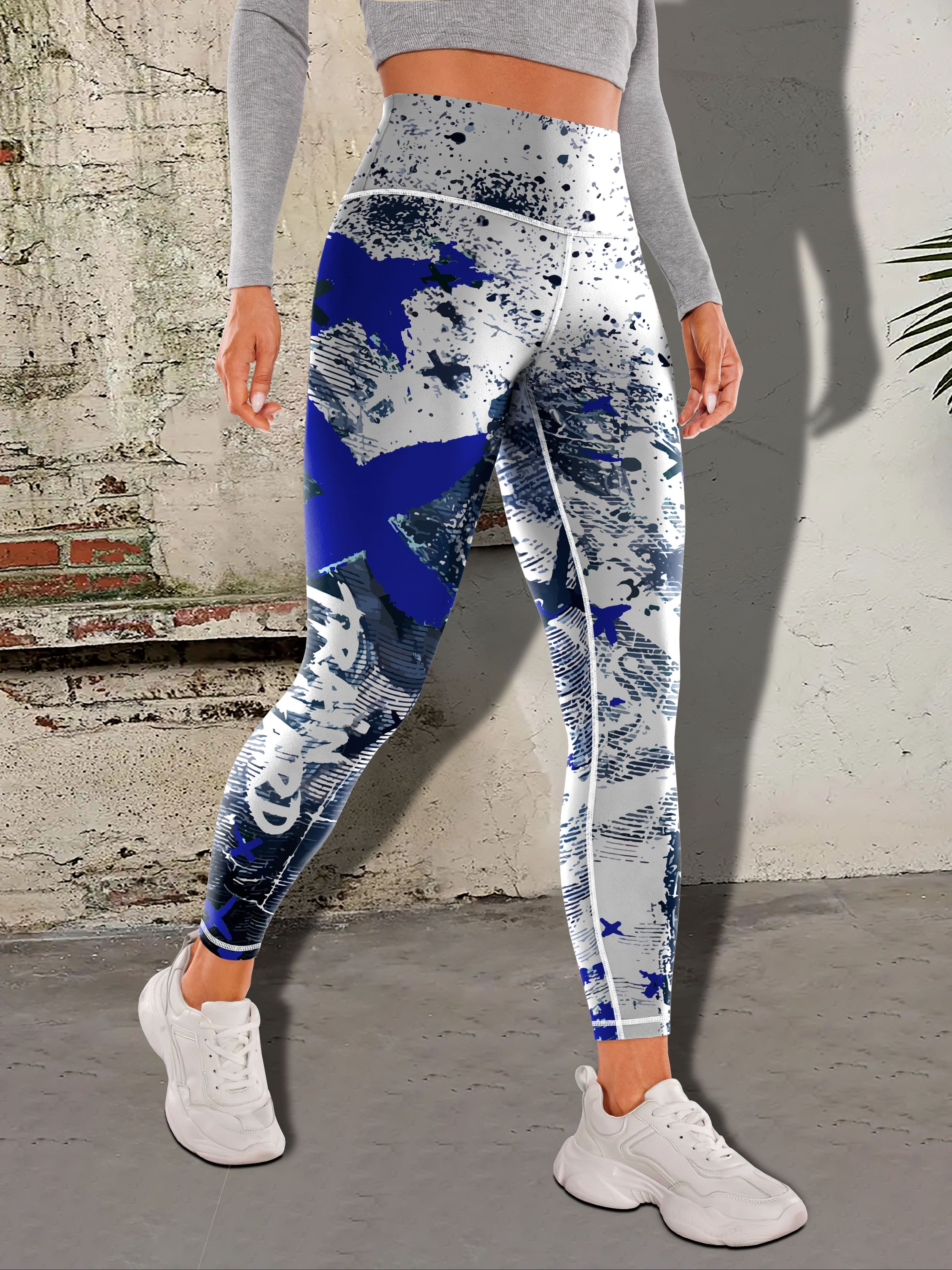 Women Letter Black Leggings Fitness High Waist Gym Pants Push Up Color  Printed Workout Running Leggings Slim Stretch Tights : : Fashion