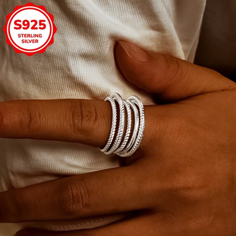 Sterling Silver Stackable Rings for Women Geometric 4g Daily Wear