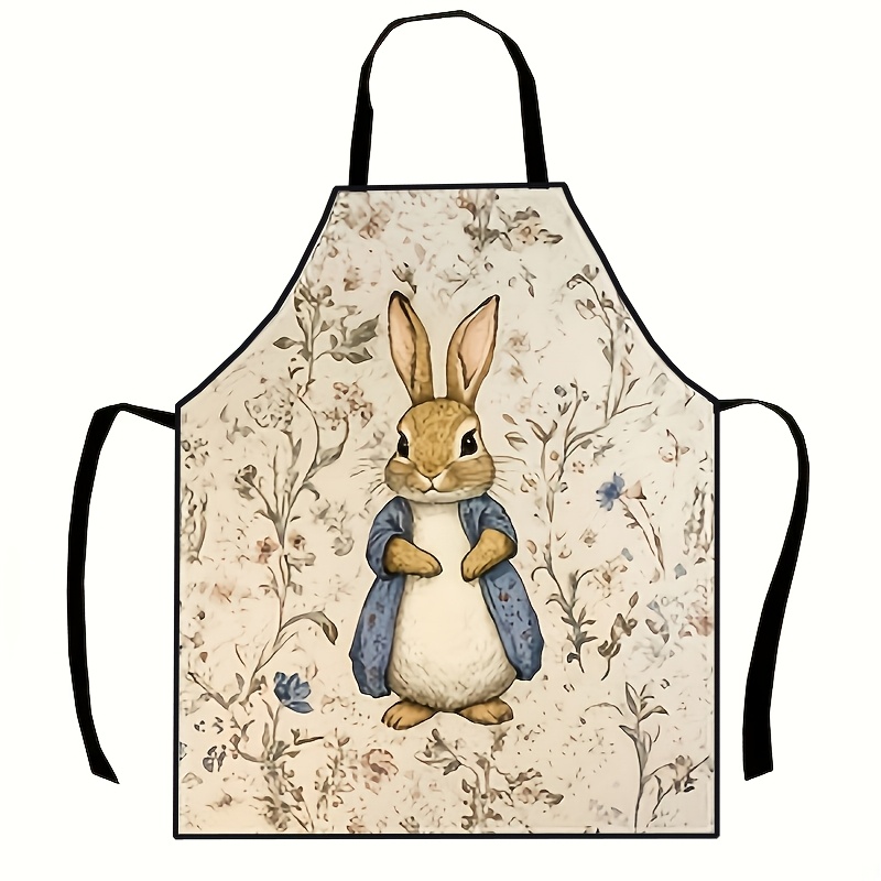 TEMU 1pc Peter And Spring Flower Print Apron, Practical And Unique, Suitable For Holiday Pies, Cooking, Baking, And Home Cleaning, 100% Polyester