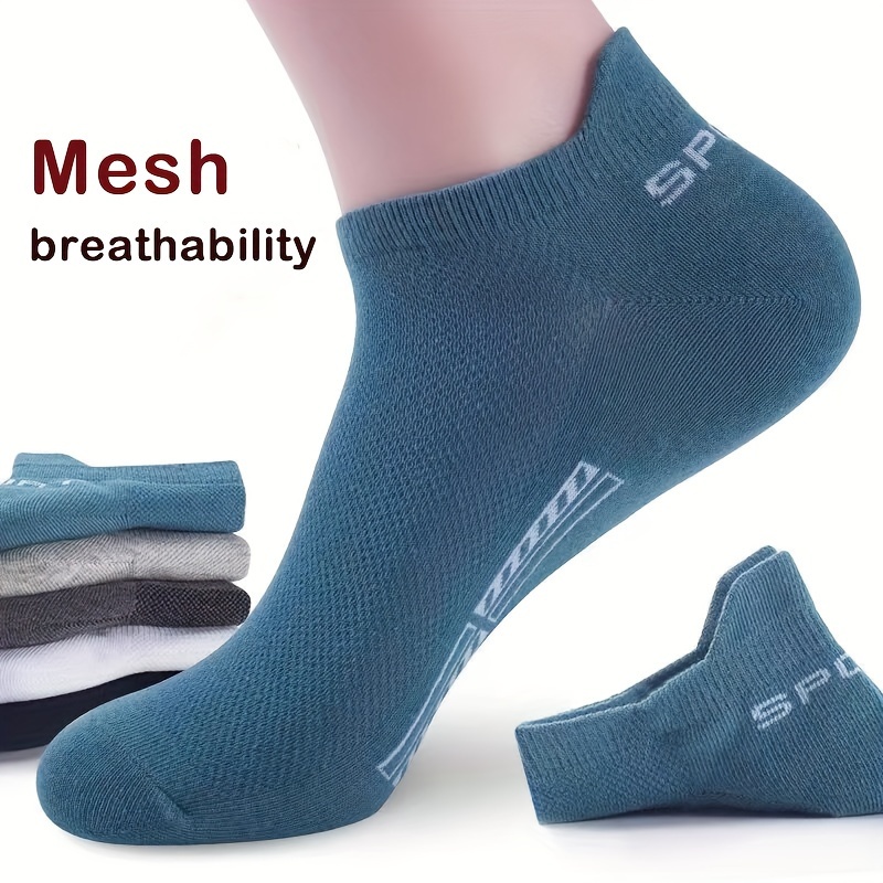 

5 Pairs Of Socks, Men's Short Tube Mesh, Light And Thin, Summer Sweat Absorption, Odor Prevention, Breathability, Spring And Summer Sports Socks, Low Cut Boat Socks, Comfortable And Soft