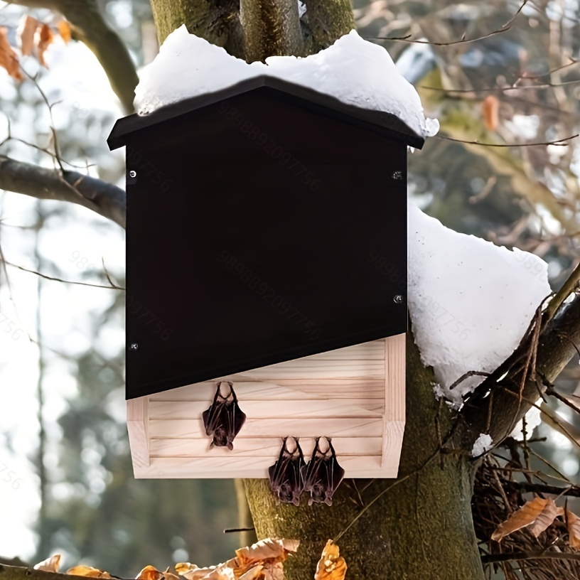 

Rustic Wooden Bat House, Outdoor Garden Hanging Bat Habitat, Warm Winter Shelter For Bats, 7.87x5.9x3.54 Inches Sanctuary