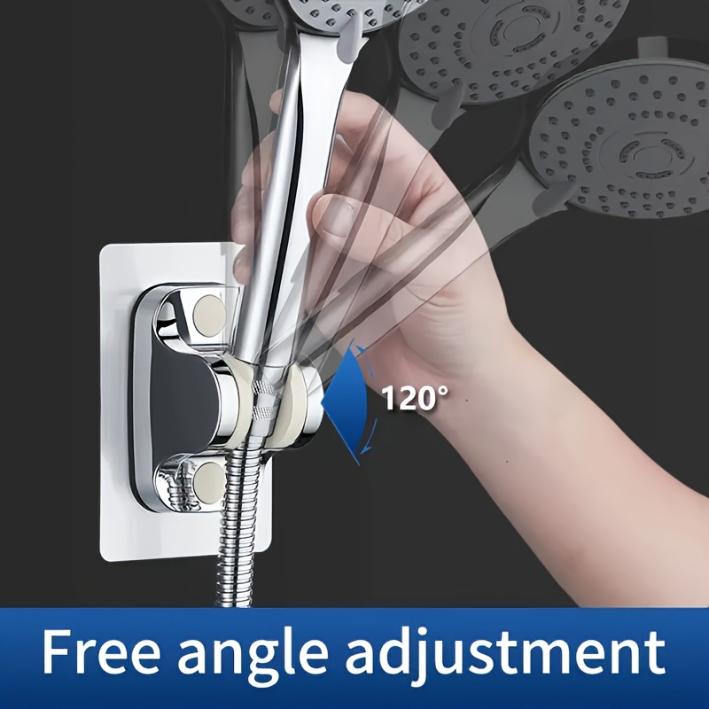 

1 Adjustable Self-adhesive Shower Head Bracket, Wall-mounted Handheld Shower Hanger For No Punch-hole Installation, Hose Rack And Pole For Easy Showering