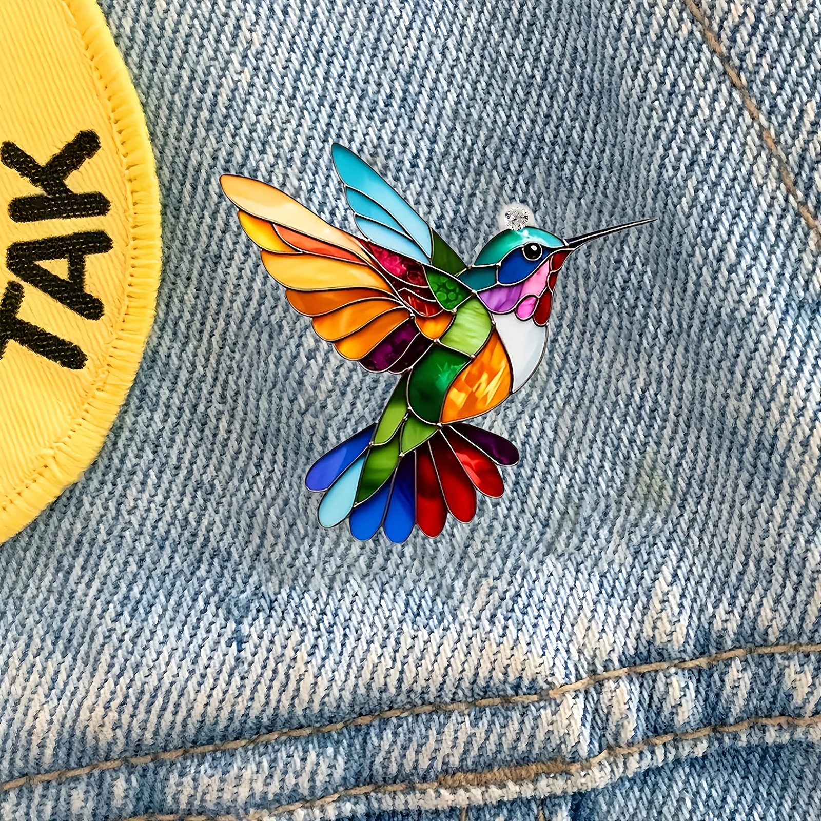 

1pc Chic Hummingbird Acrylic Brooch Pin, Glass Mosaic, Accessory For Backpacks, Hats, Clothing, , Parties, Dates, Ideal Jewelry Gift For Any Occasion