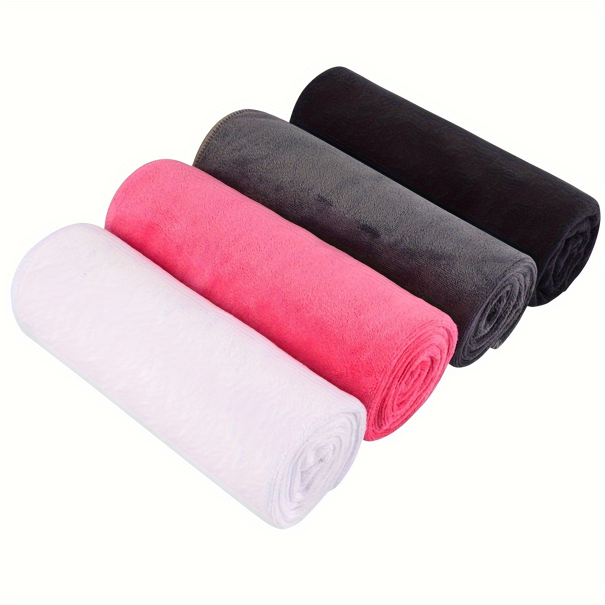 4pcs Random Color Microfiber Gym Towels, Super Soft Absorbent Sports Sweat Towel, Solid Color Towel For Yoga Sho