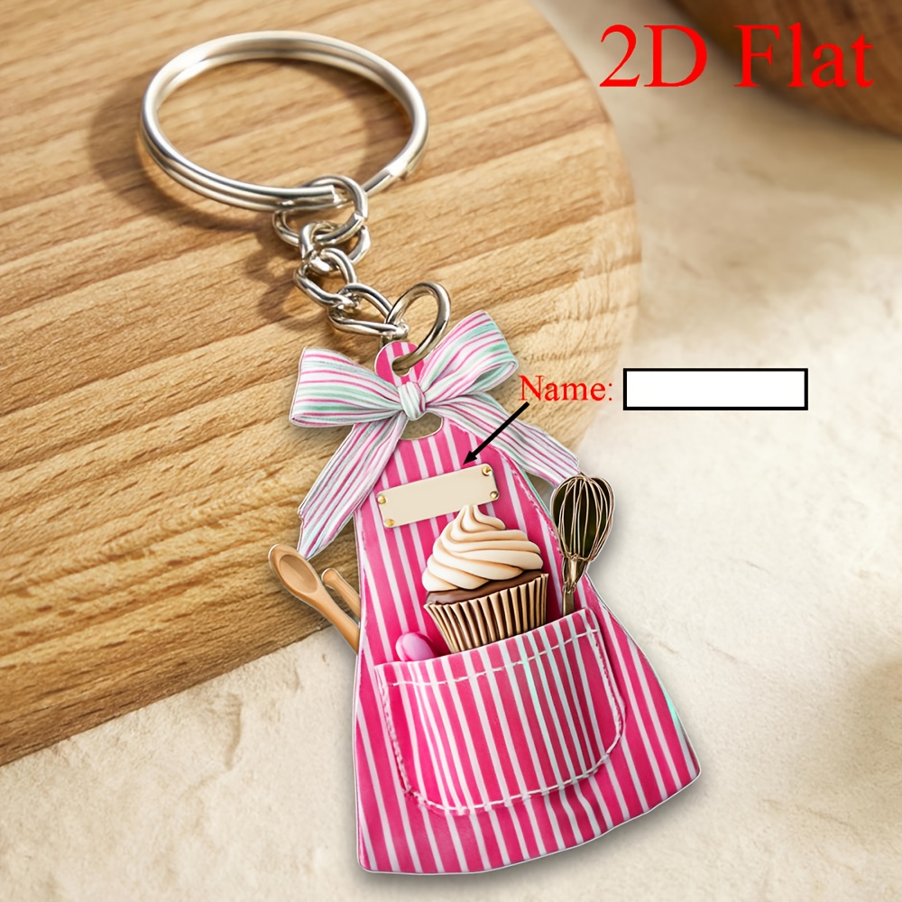 TEMU 2D Flat - Portachiavi da Pasticceria 2D Flat Personalizzati, Regali Portachiavi da Pasticceria, Regali per Pasticceri, Regali per della