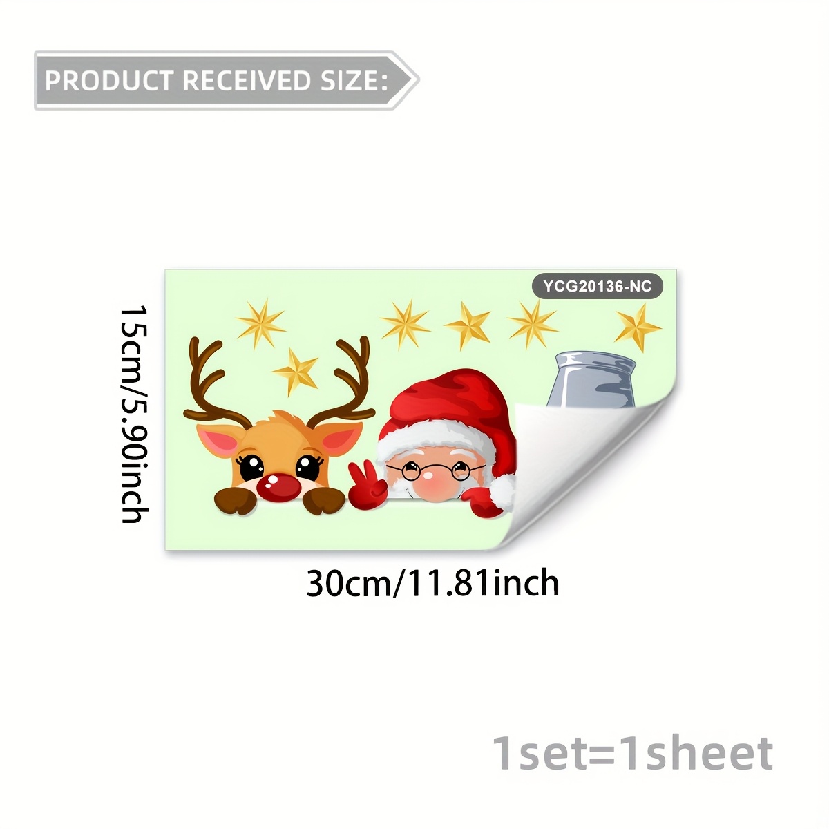 Image of 1pc (30 X 15cm) Santa Claus Star Fluorescent Toilet Sticker Home Decoration Self-adhesive Toilet Sticker Ycg20136-nc