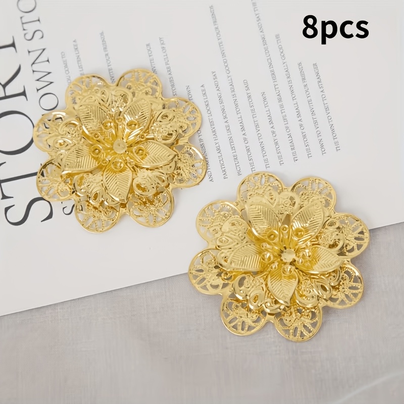 TEMU Set da 8 pezzi di accessori fai da te per abbigliamento a forma di da sposa con fiori tridimensionali traforati , corona di fenice in latta