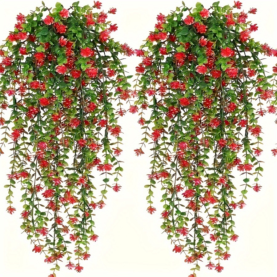 4pcs artificial hanging plants uv resistant faux eucalyptus leaf greenery vine for   style plastic flowers decorative   for easter hanukkah thanksgiving st patricks day valentines day no electricity or feathers required