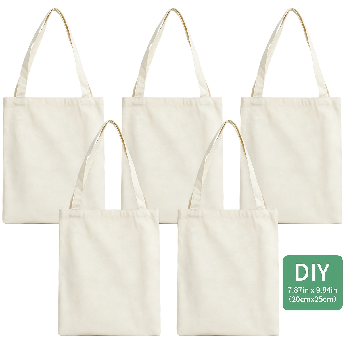 TEMU 5 Stück Leere Canvas Tragetasche 7,8 x 9,8 Zoll - Canvas Tragetasche, minimalistische Canvas Tasche, kompatibel mit Wärmeübertragung, einfach zu