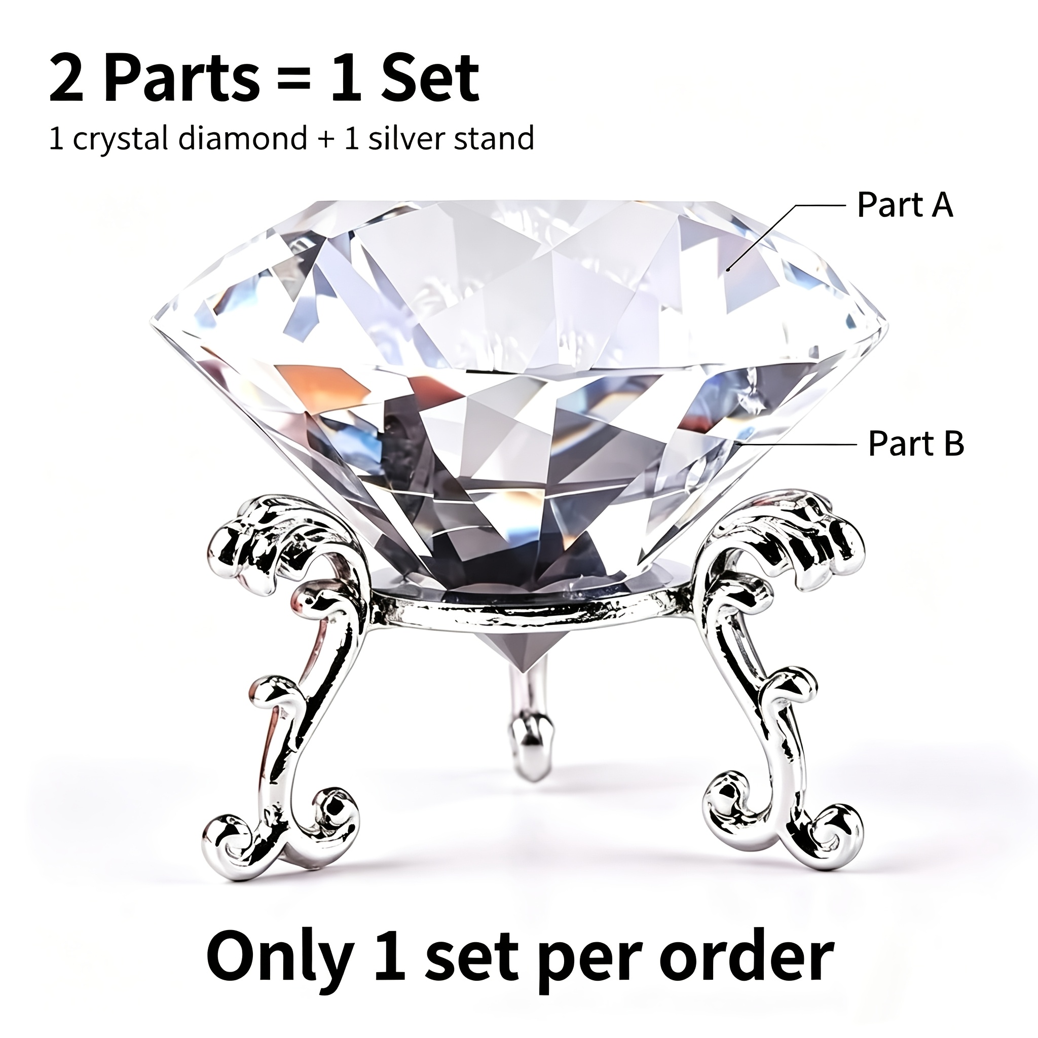 TEMU 1 With 1 Alloy Base, Silvery Base Ornaments Crafts Decorations Holiday Gifts Student Gifts Sun Catcher Counter Ornaments