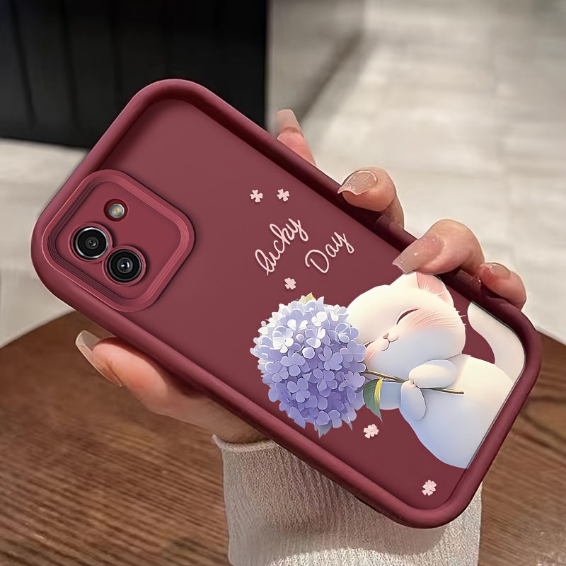 TEMU Cartoon Cute Cat Flower Phone Case For A03 - Soft Tpu Shockproof Full Coverage Back Cover Protective Mobile Shell