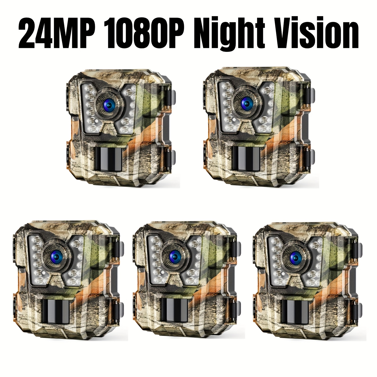 5pcs Mini Trail Camera, 24MP 1080P HD Game Hunting Camera Motion Activated  with IR Night Cam for Wildlife Cam
