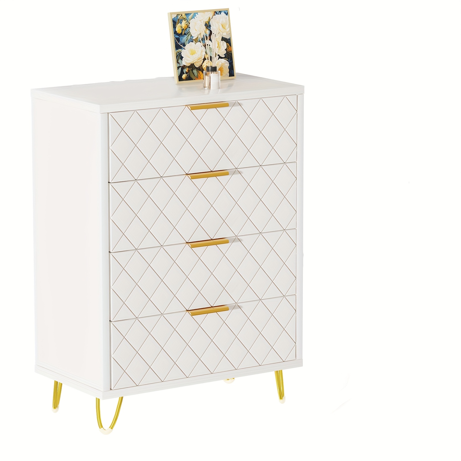 Bedside Table With 4 Drawers, Large Capacity, Perfect For Bedroom And Living Room