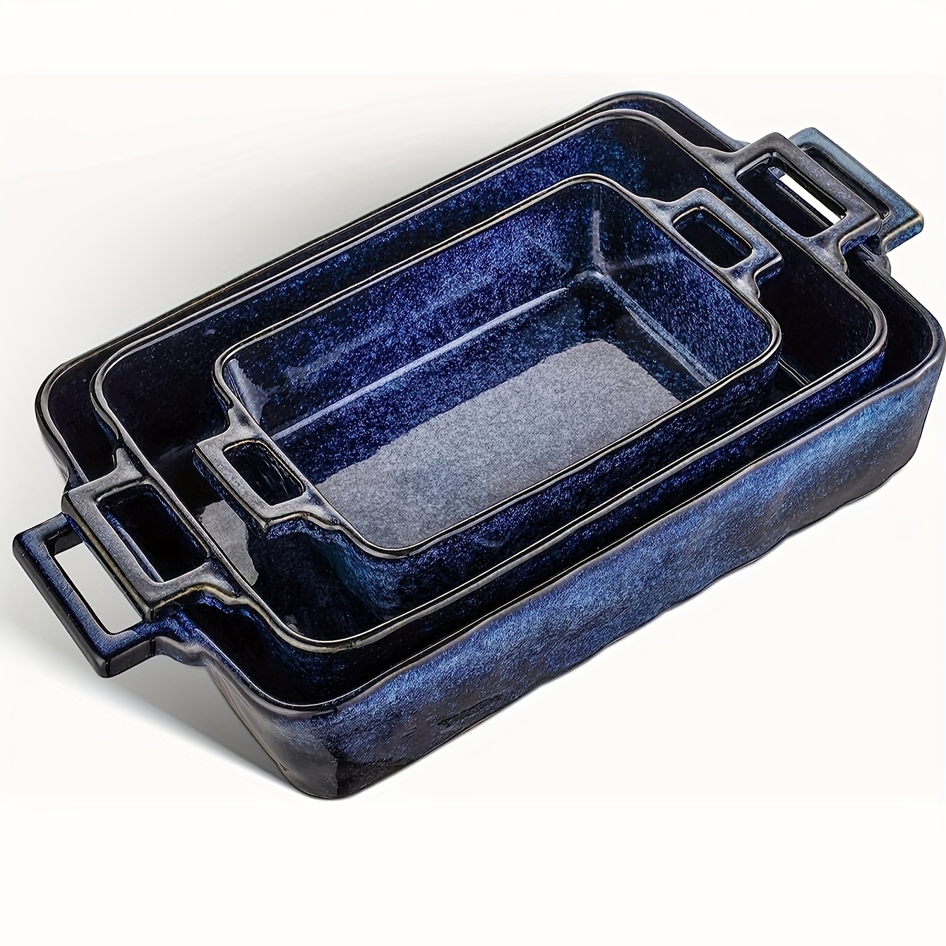 

3 Pcs, Vicrays Ceramic Bakeware Set, Porcelain Rectangular Lasagna Pans Casserole Dish Set For Kitchen, Cooking, Baking, Cake Dinner, Banquet And Daily Use, 15 X 8.5 Inches (blue)