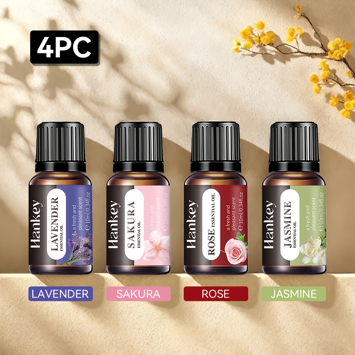 4-Flaschen-Packung Wasserlösliche Duftöl Duftstoff Diffuser Kerze * Ofen Diffuser * Luftbefeuchter Auto Duft Hausduft Ätherisches Öl Nachfüllflasche
