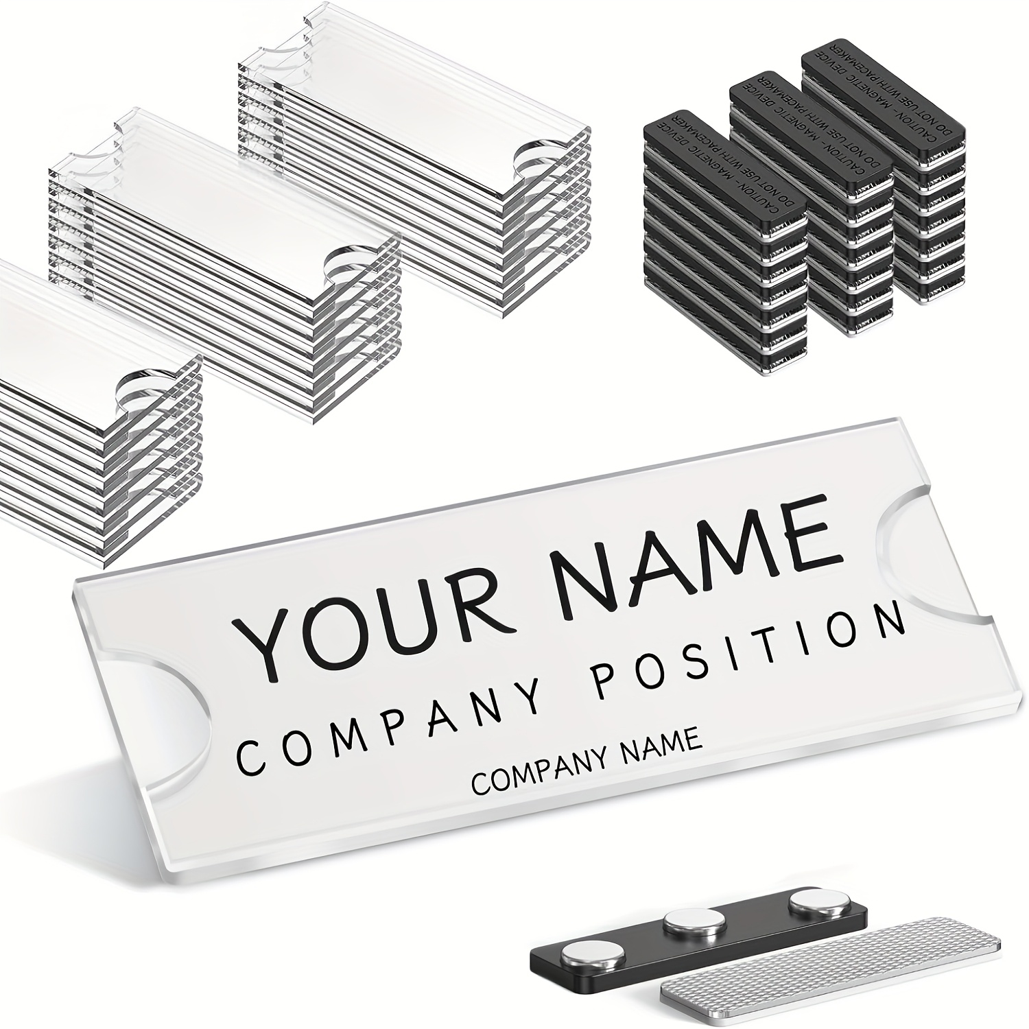 10 15 pack clear acrylic magnetic name tags with protective logo display clips blank name tags suitable for home office   0