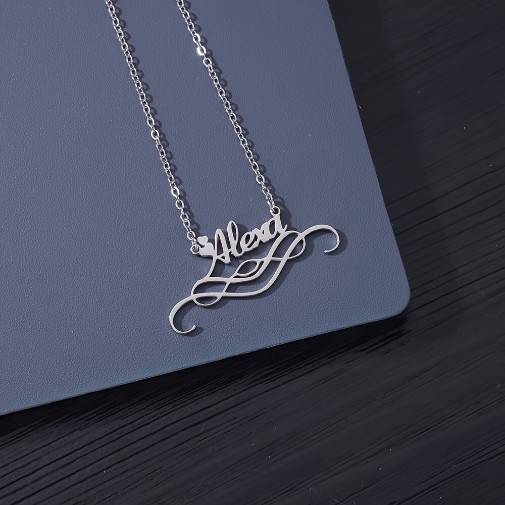 custom name pendant necklace stainless steel boho style Temu
