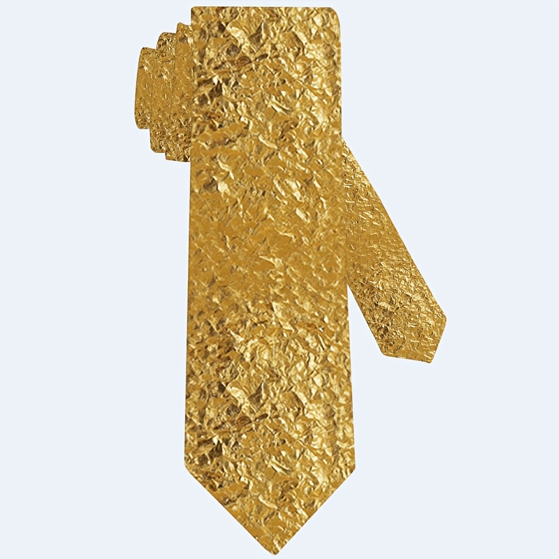 TEMU 1pc Golden Element Print Tie, Soft Fashion Accessory For Weddings, Dates, Parties, And Casual Wear, Easy To Clean, Great Gift - Perfect For