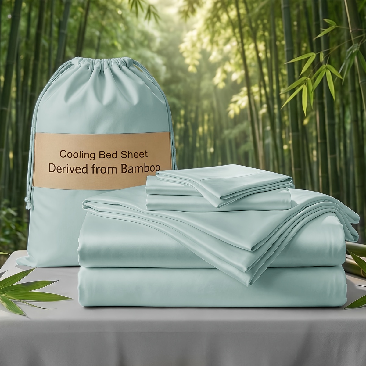 TEMU Ensemble de draps de luxe - Literie rafraîchissante - Viscose du bambou, rafraîchissante et respirante pour enfants, douce et rafraîchissante,
