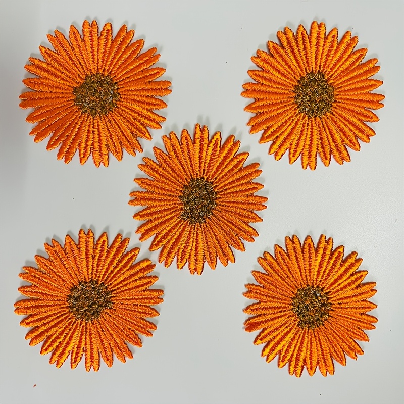 TEMU 5pcs Embroidery Patches - Heavy-duty Sew-on Appliques For Hats, Quilts, Aprons