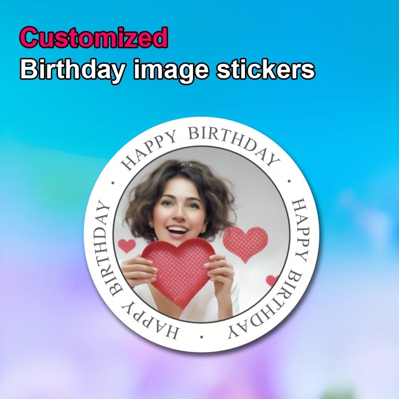 

Customizable Birthday Stickers 48/96pcs - Personalized Photo Celebration Labels For Party Favors, Round Adhesive Paper Decals For Gifts And Decorations