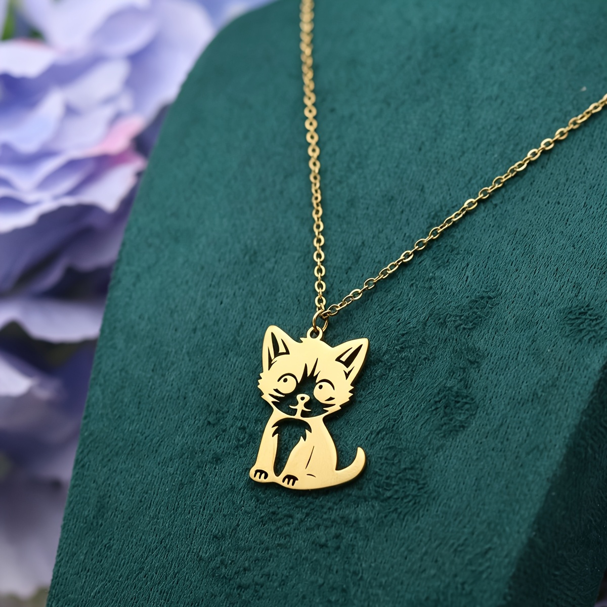 TEMU Collier avec pendentif chaton de chat pour femmes, de bijoux en acier inoxydable, cadeau d'anniversaire ou de Saint-Valentin