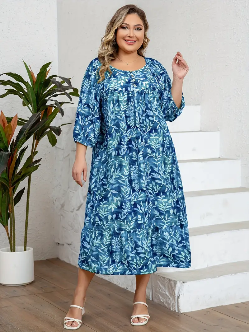 summer plus size beach dresses New Arrival Retro Printing Loose Summer Beach Dress Lightweight Soft Cotton Maxi Dress Plus Size Dress Plus Size Clothing Style 003W